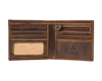 VISCONTI Leather Wallet - Oil TAN - Shield - 707 - Cash and Coin Holder - Card Case - Bi-Fold - Slim Wallet - Man Wallet