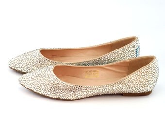 Sparkly Rhinestone Decorate Wedding Flat Crystal Flat shoes Bling Flat shoes Unique Bridesmaid Shoes Princess Flat shoes Custom Wedding gift
