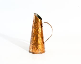 Vintage copper vase / COPPER FLOWER VASE / copper pitcher / copper decor / scandinavian vase / minimal copper vase / vase with handle