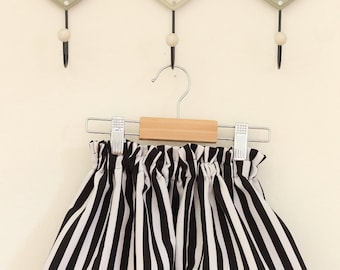 Black white striped skirt girl. Available sizes 18 months-5 years to order