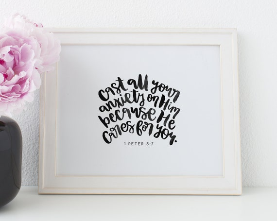 Cast All Your Anxiety on Him Bible Verse Wall Art Bible