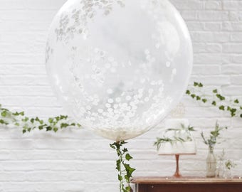 Large White Confetti Balloon x 3 | Wedding Balloons | Giant Balloons
