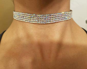 Shiny choker, multicolor choker, clear choker