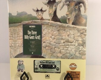 SALE Vintage Cassette Tape / Soft Book : The Three Billy Goats Gruff Read by Holly Hunter Golden Books RABBIT EARS New Sealed 1993 90's