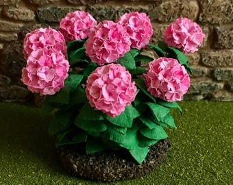 Dollhouse Miniature PinkHydrangea Bush Artist Made