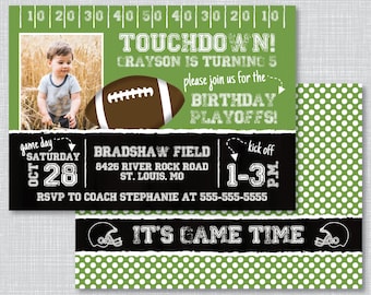 Football Birthday Party Invitations, Football Birthday Party, Football Birthday Invitations with Photo, Football Invitations, BP1008