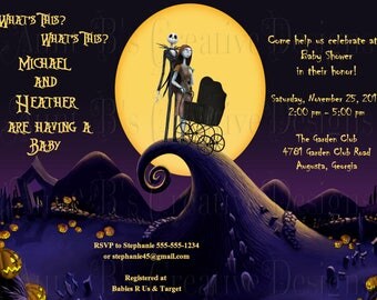 Nightmare Before Christmas Baby Shower Invitation/ Jack and Sally Expecting Baby Shower Invitation