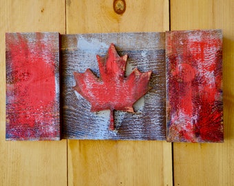 Canada 150 Sale Handcrafted Wooden Canadian Flag w/ design