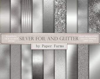 Silver digital paper, silver foil digital paper, silver, scrapbook paper, digital paper, wedding, foil, glitter digital paper, DOWNLOAD