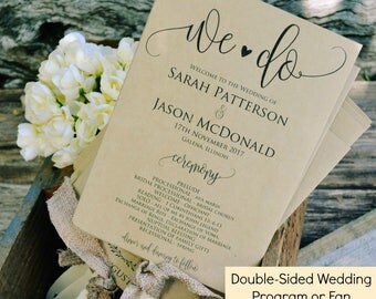 Printable Wedding Program Template, We Do Rustic Ceremony Program, Instant Download, Editable PDF, 5x7