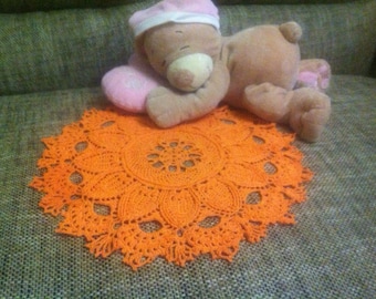 SALE! Orange crochet doily - tablecloth - handmade - crochet tableclothes, Home Decor, decoration for home