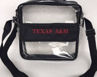 Texas A&M Aggies Embroidered Clear Stadium Cross-Body Hand-Bag Purse