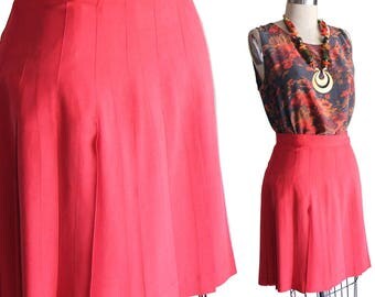 Vintage Guess Silks Tangerine Pleated Skirt Waist 28 Size Medium
