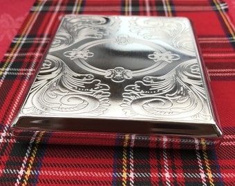 New And Taboo....Beautiful Silver Cigarette Case That's Engraved On Both Sides