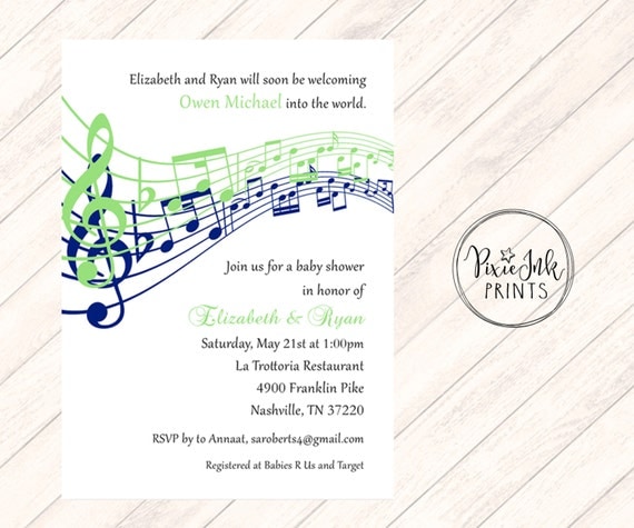 Music Notes Baby Shower Invitation Musical Baby Shower