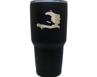 Haiti Black Stainless Steel Tumbler, 30 Oz Insulated Tumbler, Laser Etched In Usa