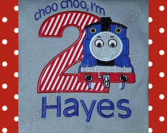 Choo Choo I'm Two Birthday Shirt/ Thomas Birthday Shirt/ Train Birthday Shirt/ 2nd Train Birthday/ Thomas Birthday Shirt
