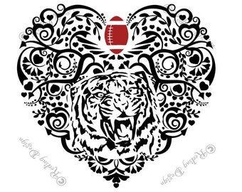 Tiger Football Heart SVG