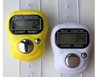 Digital Knitting Row-counter: LCD Tally Counter. 2 Pack (White & Yellow)