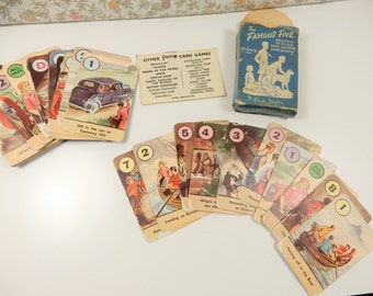 The Famous Five Card Game, Vintage Playing Cards, Pack of Cards, Enid Blyton, 1940s