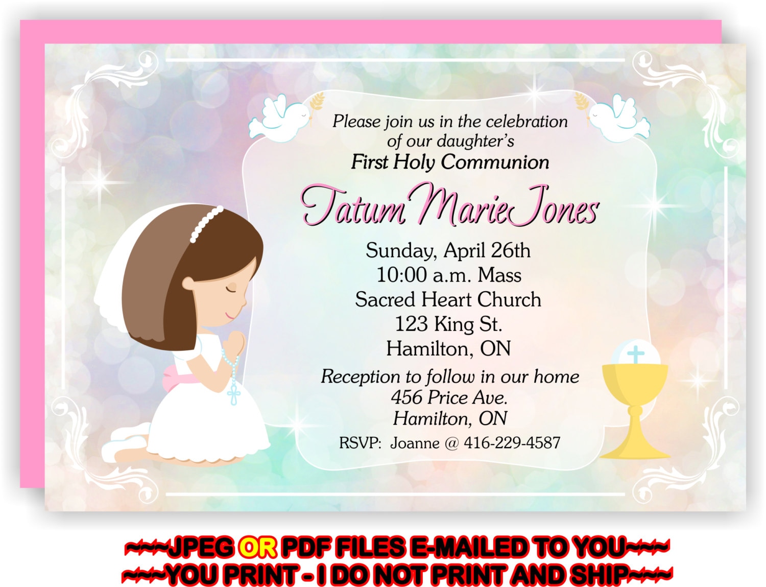 It is a photo of Hilaire Printable First Communion Invites This is a picture of Hilaire Printable First Communion Invites