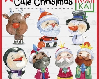 Watercolor Christmas clipart, character clipart, vector Christmas character, Three Kings, Melchior, Caspar, Balthazar, instant download.