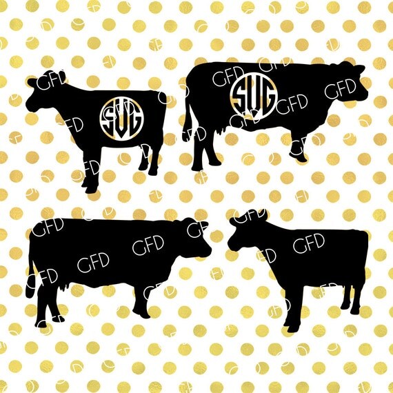 Download Cow Silhouette SVG Cow Monogram Frame SVG Cow Clipart Cows