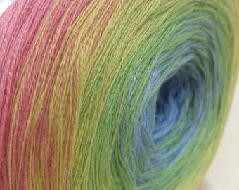 Gradient yarn / yarn / cotton and acrylic yarn / hand spun yarn / 4 thread yarn / degrade yarn /