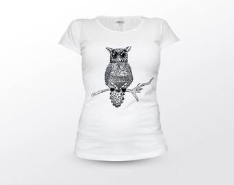 Owl Shirt, Owl Tshirt, Victorian Art, Victorian Shirt, Black and White, Minimalist Art, Modern Minimalist, Animal Shirt, Wisdom Animal