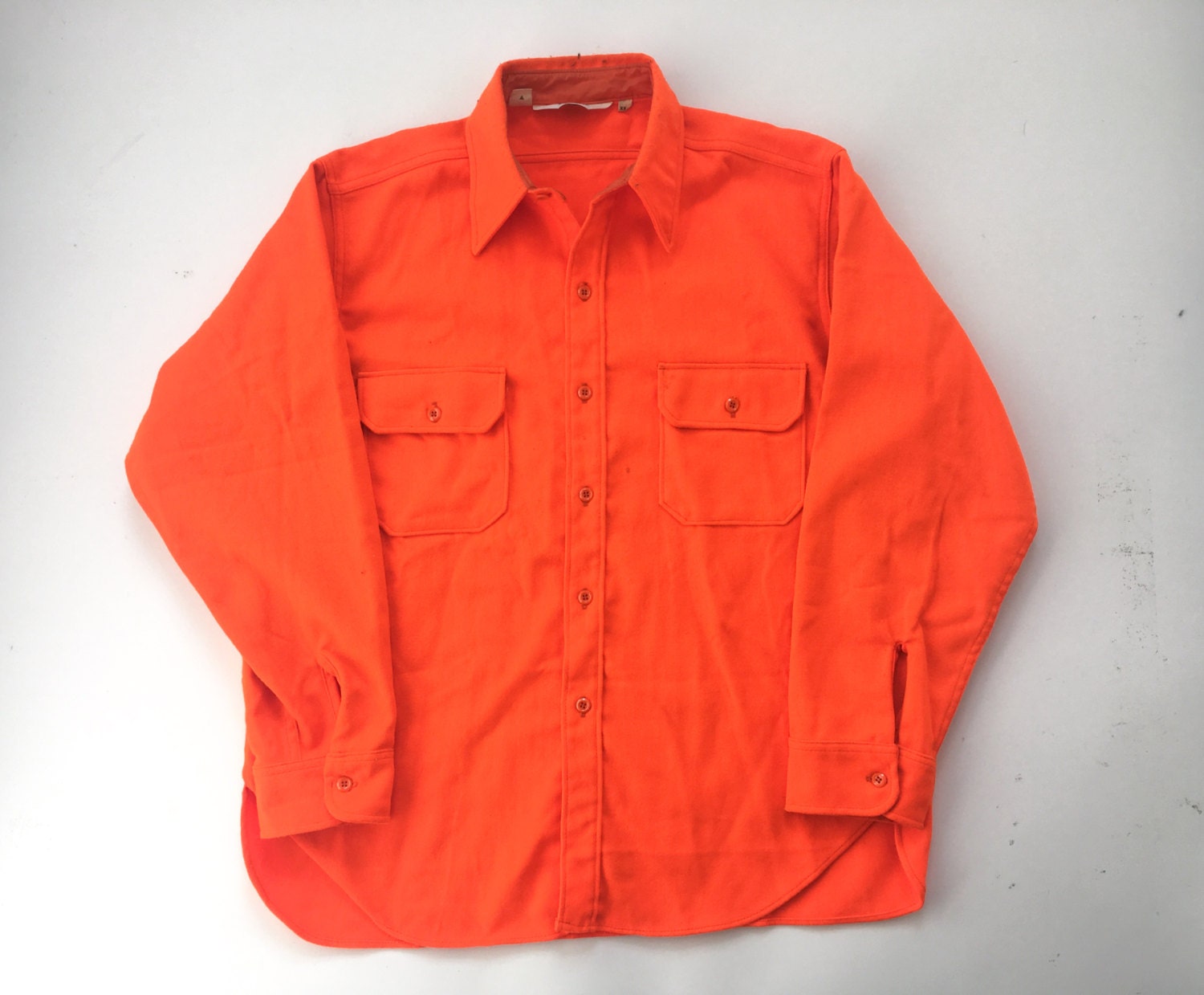 Vintage WOOLRICH bright orange thick button down shirt