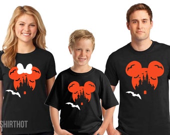 Disney Halloween Couple shirts, Disney Halloween Castle Shirts, Disney Family Halloween tshirts, Mickey and Minnie Couple Shirts, Family T
