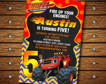 Blaze Invitation / Blaze and The Monster Machines Invitation / Blaze Birthday / Blaze Party / Blaze and The Monster / Blaze Invite / Blaze
