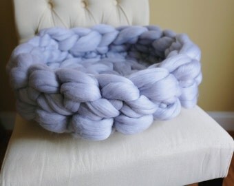 Cat Bed, Chunky Knit Cat Bed, Small Dog Bed, Medium Dog Bed, Merino Wool Cat Bed, Chunky Knit Basket For Animals