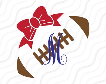 Football Bow SVG, Bow SVG, Football Monogram SVG Cut table Design,svg,dxf,png Use With Silhouette Studio & Cricut_Instant Download
