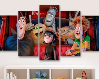 Hotel Transylvania Childrens Movie 5 Piece / Panel Canvas - Wall Art - Office - Bedroom Wall Art - Multi Panel - #056