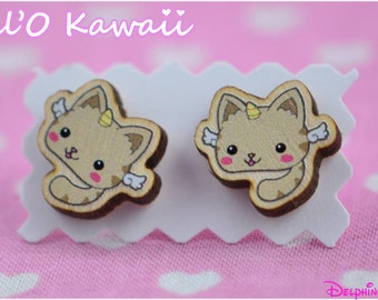 Boucles d'oreilles chat-licorne