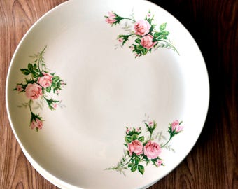 Vintage Floral Dinner Plates, Canonsburg Pottery, Wedding China, Rose Bouquet Dishes, Pink Roses, Granny Chic Dishware, Set of 4 286