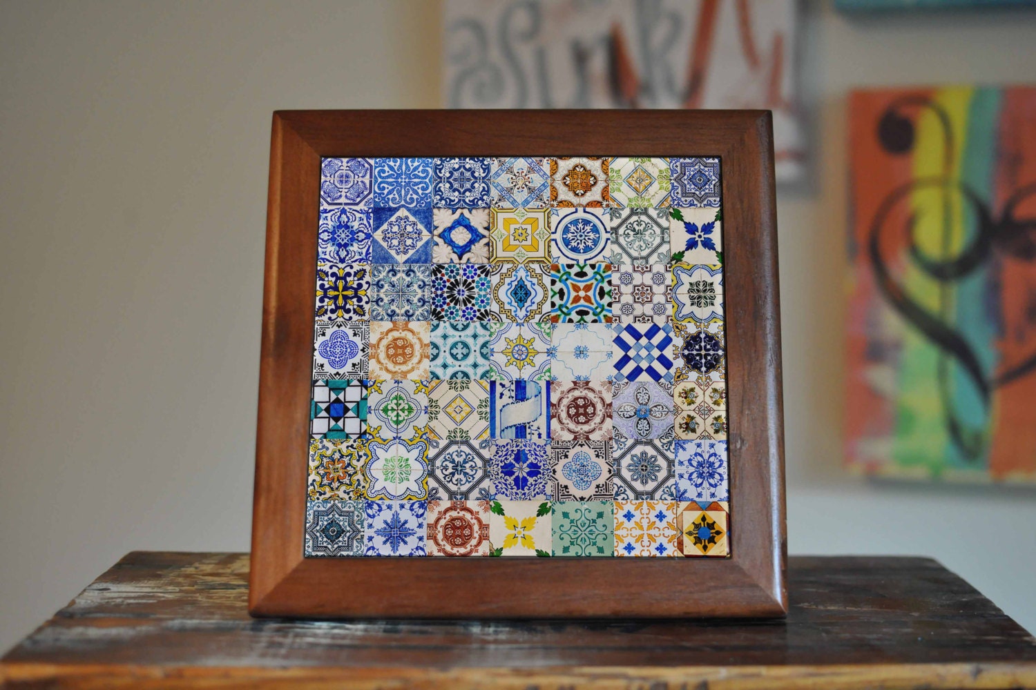 Portugal Ceramic Tile Coaster Set Artwork Trivet Hot Plate Pot