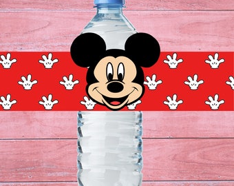 80% OFF SALE Mickey Mouse Water Bottle Label mickey mouse party mickey birthday mickey mouse water mickey water bottle mickey bottle label