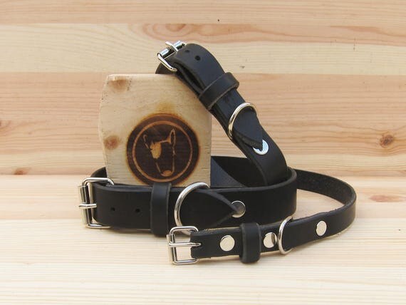 Black Leather Dog Collar - Colorful Classic Collar for Small and Large Dogs - Italian Handmade Pet Supplies - Dog Lover Gift - YupCollars
