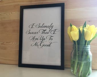 Framed Harry Potter Wall Art Print| Harry Potter Gift | Marauders Map | I Solemnly Swear That I'm Up To No Good