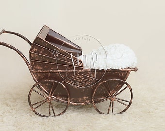 Metal pram newborn photo prop DIGITAL BACKDROP BACKGROUND