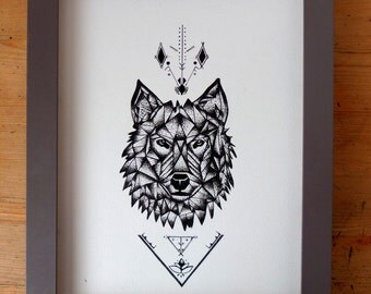 Illustration \u2022 Loup Origami \u2022 Tatouage \u2022 Dessin