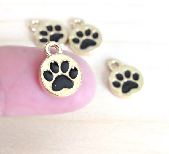 Paw print charm gold paw charm dog memorial charm paw