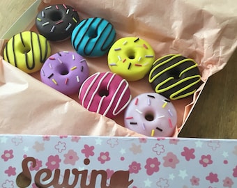 8 handmade polymer clay doughnut pattern weights