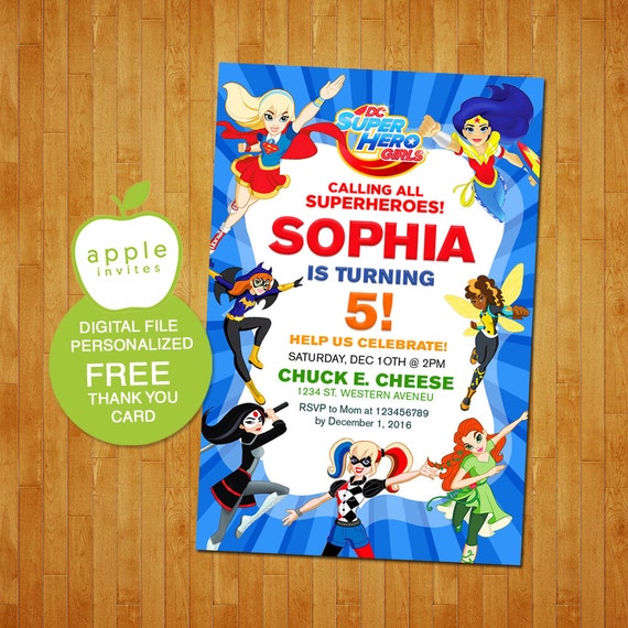 DC Superhero Girls Birthday Invitation DC Superhero Girls