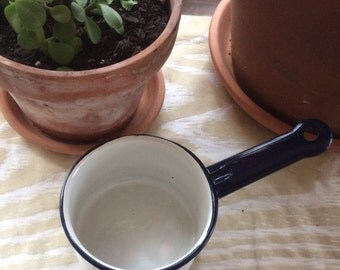Vintage Enamel Ladle Country Farmhouse Primitive Pot