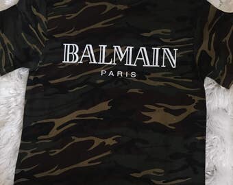 Balmain Paris Camo T shirt Designer