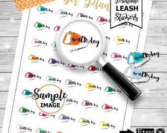 Dog Walking Stickers, Printable Planner Stickers, Dog Leash Stickers, Walk The Dog Planner Stickers, Printable Stickers, Dog Leash Labels