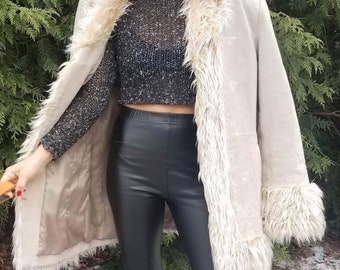 Weekend Wanderer Embroidered Penny Lane Shearling Coat